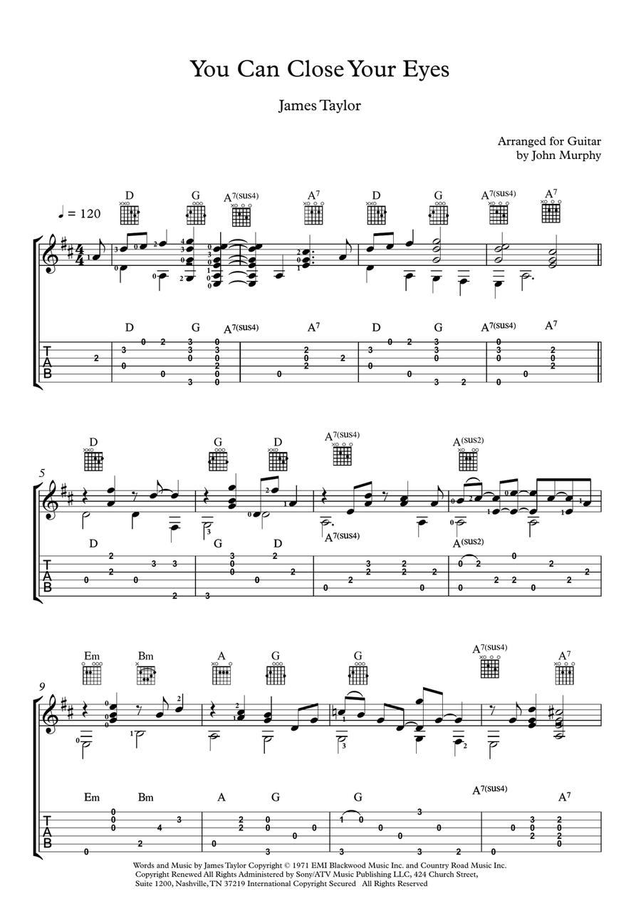 You Can Close Your Eyes Guitar Tablature scores gallery preview page 2