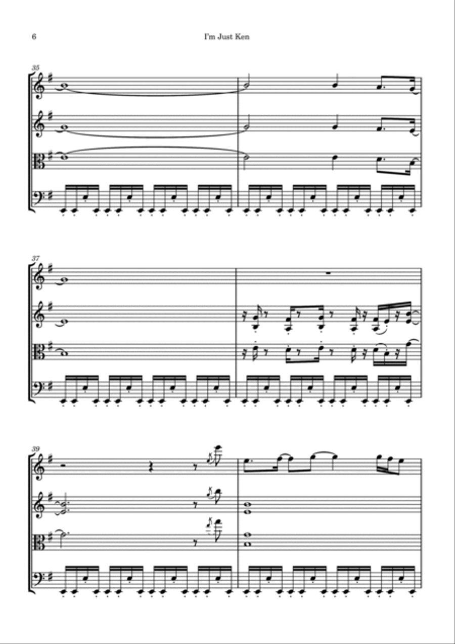 I'm Just Ken String Quartet scores gallery preview page 6