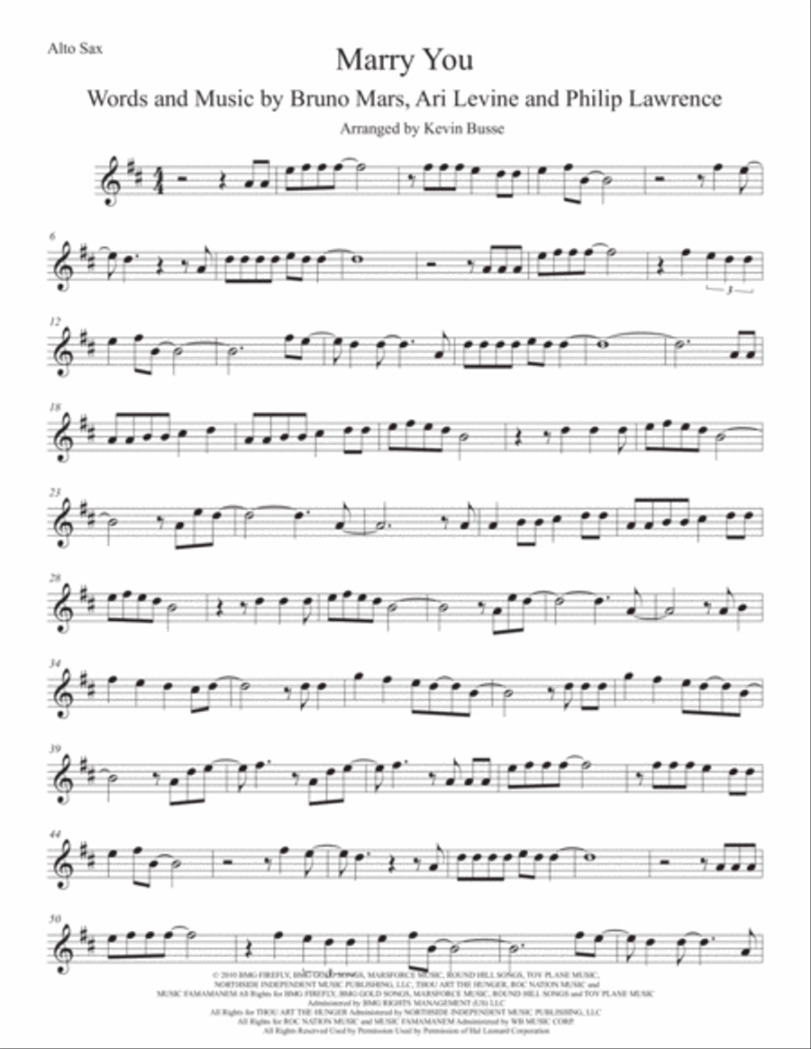 Marry You Alto Saxophone scores gallery preview page 1