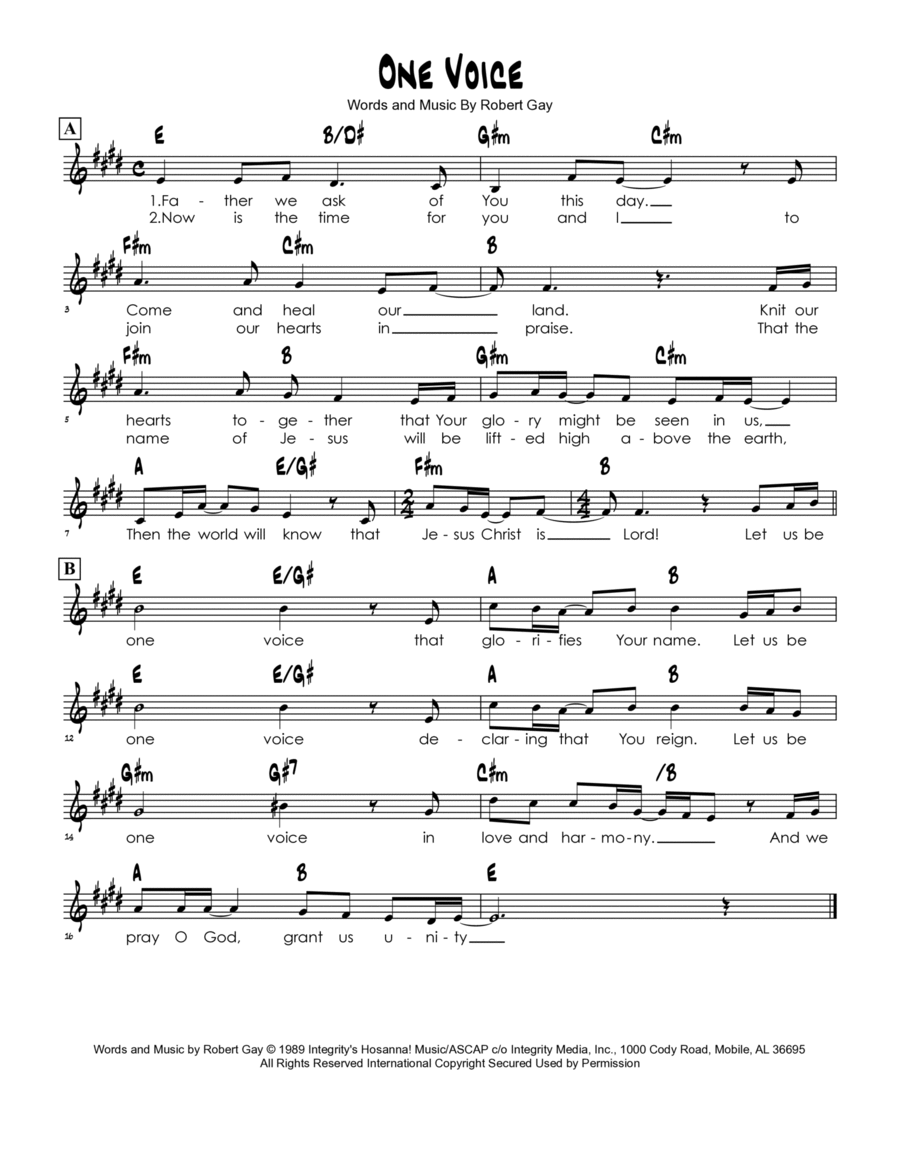 One Voice Voice scores gallery preview page 1