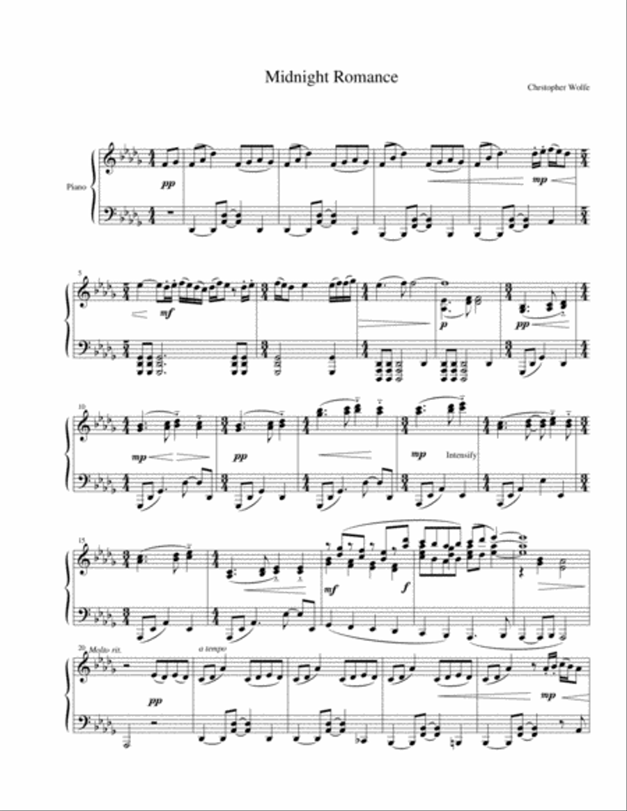 Midnight Romance - Piano solo Piano Solo scores gallery preview page 1