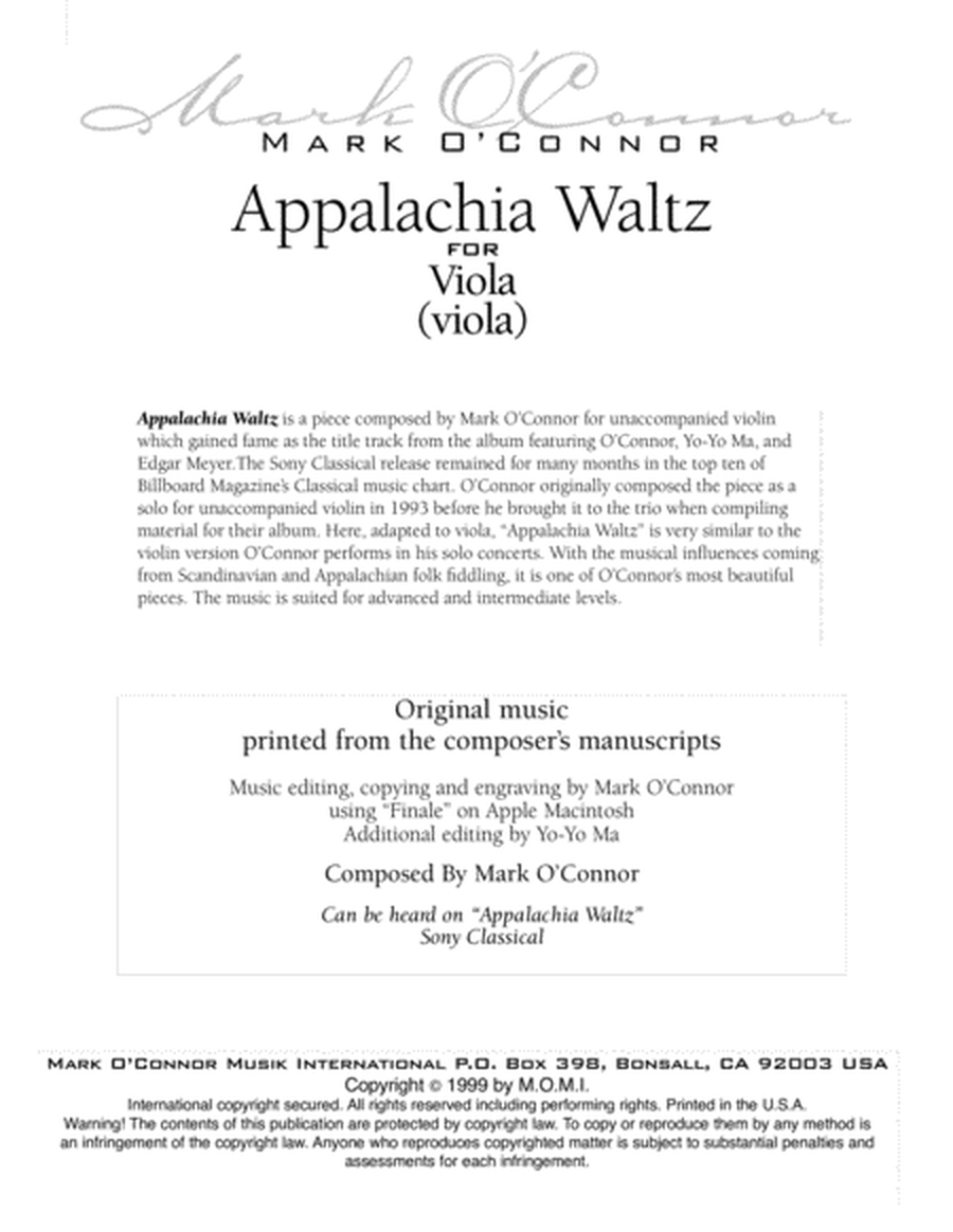 Appalachia Waltz (unaccompanied viola)