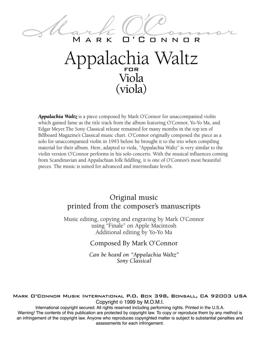 Appalachia Waltz (unaccompanied viola)