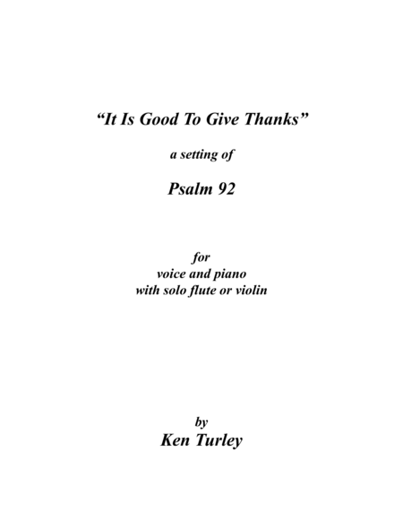 Psalm 092 "It Is Good To Give Thanks To The Lord" image number null
