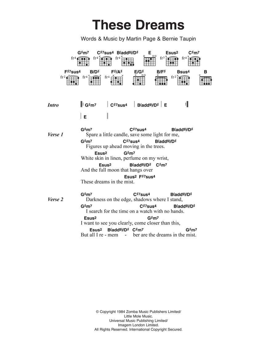 These Dreams These Dreams Acoustic Guitar scores gallery preview page 1