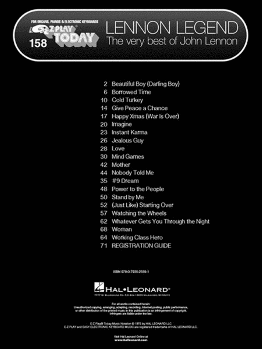 Lennon Legend: The Very Best of John Lennon Electronic Keyboard scores gallery preview page 2
