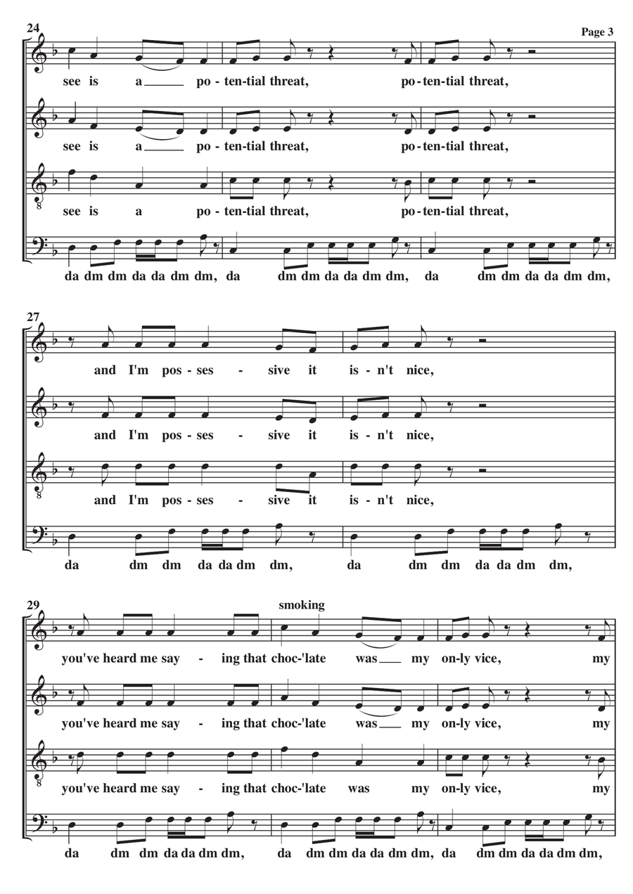 Lay All Your Love On Me 4-Part scores gallery preview page 3