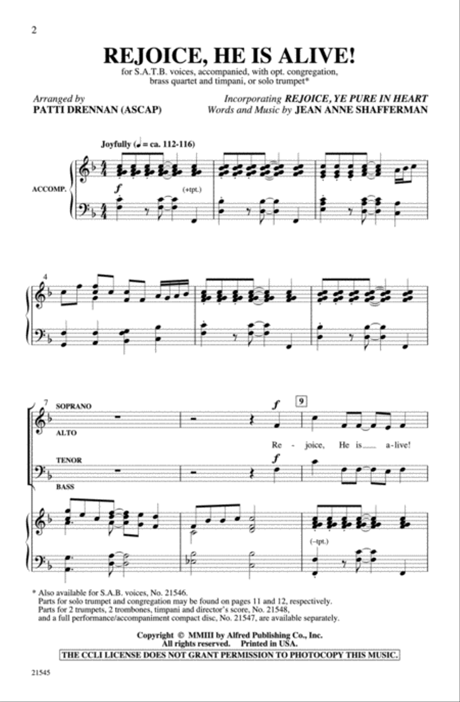Rejoice, He Is Alive! 4-Part scores gallery preview page 2