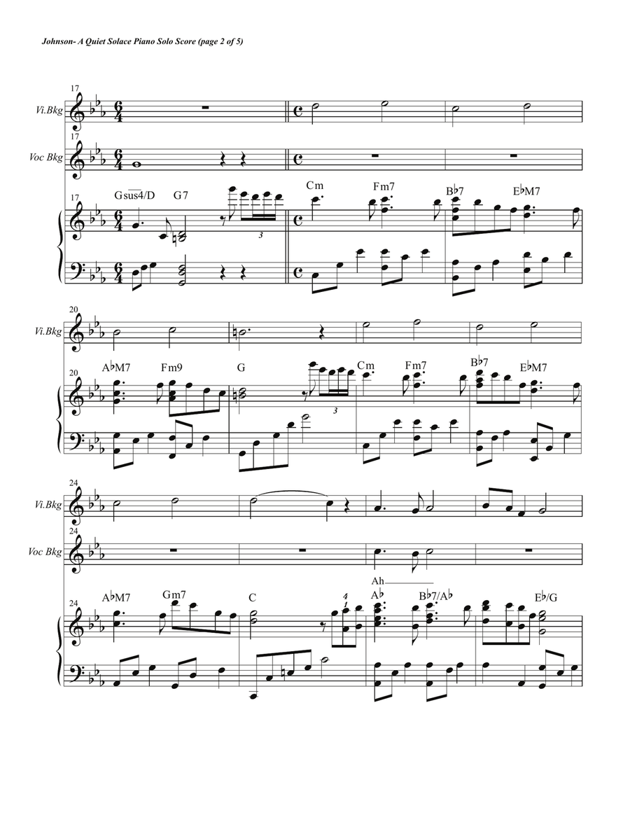 A Quiet Solace Piano Solo Score Unison Choir scores gallery preview page 4