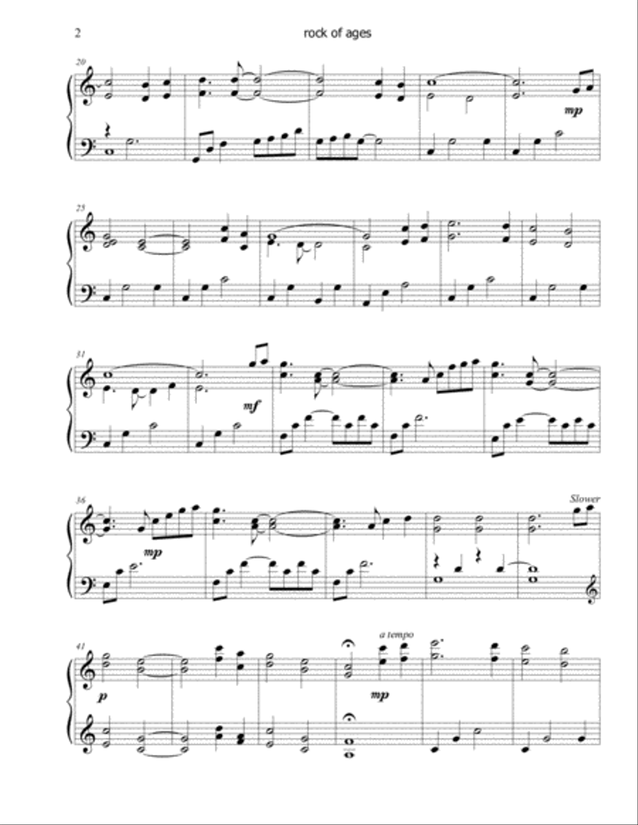 Rock of Ages Piano Solo scores gallery preview page 2