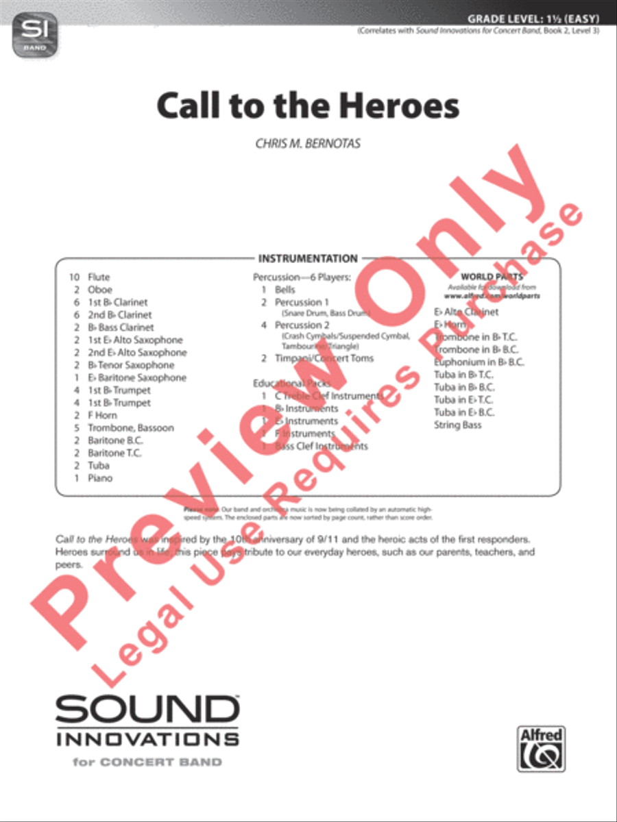 Call to the Heroes Concert Band scores gallery preview page 2