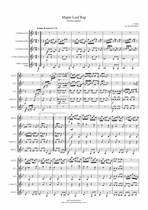 Book cover for Scott Joplin: Maple Leaf Rag - clarinet quintet
