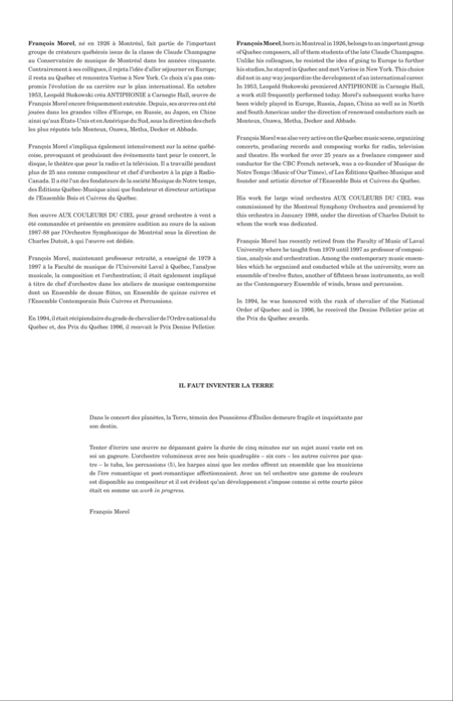 Il faut inventer la terre Orchestra scores gallery preview page 2