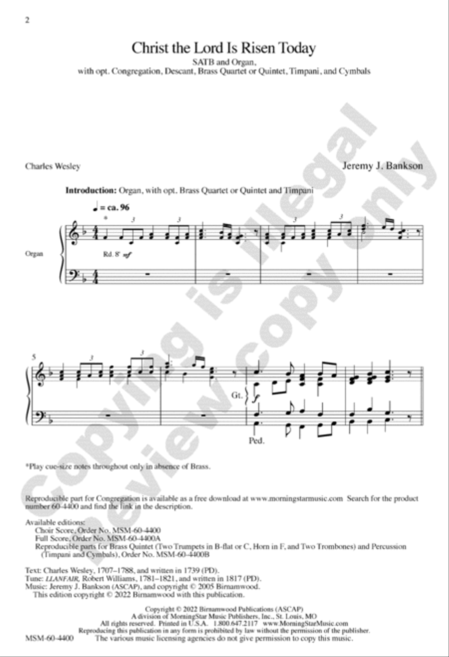 Christ the Lord Is Risen Today! (Choral Score) 4-Part scores gallery preview page 2