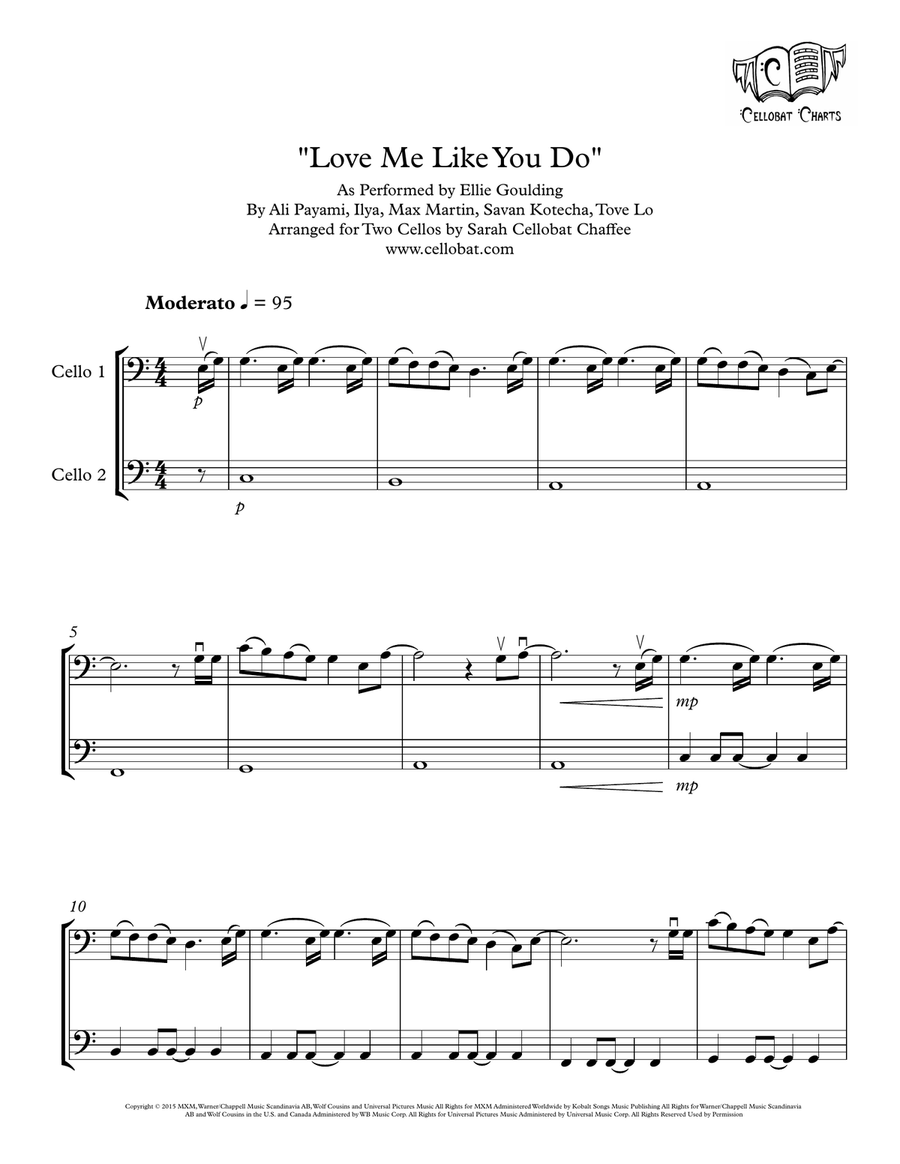 Love Me Like You Do String Duet scores gallery preview page 1
