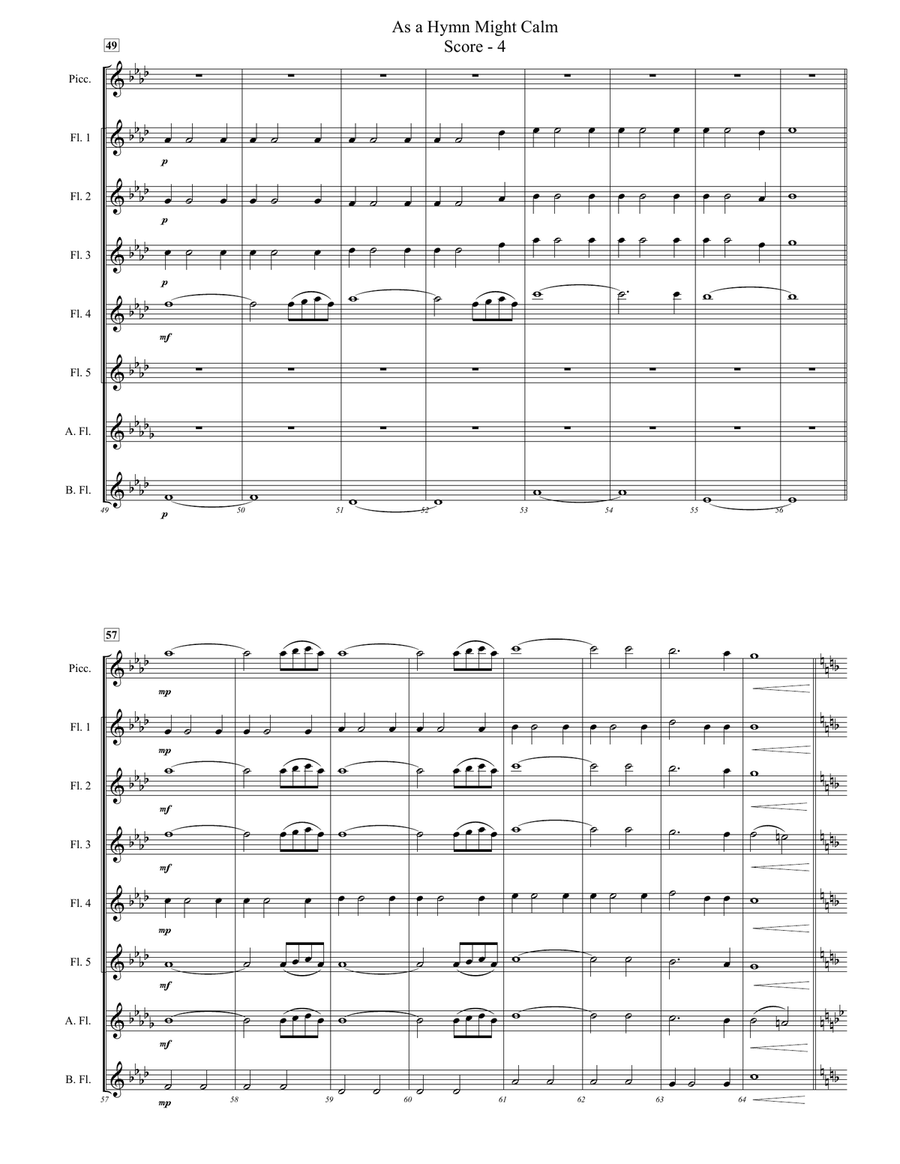 As a Hymn Might Calm (for Expandable Flute Choir) Flute Choir scores gallery preview page 4