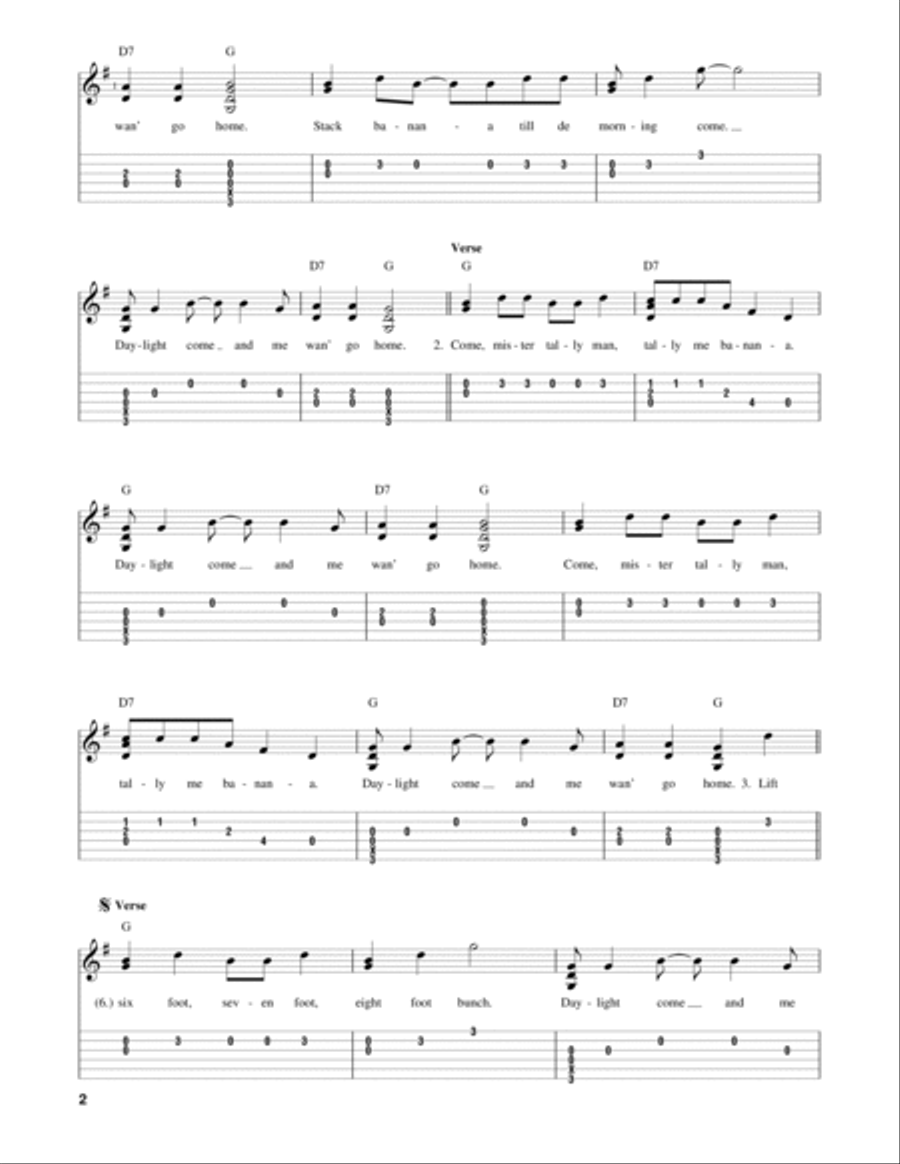 Day-O (The Banana Boat Song) Guitar Tablature scores gallery preview page 2