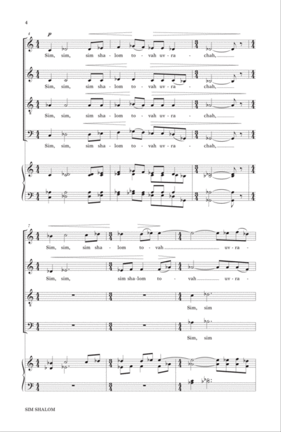 Sim Shalom Sim Shalom 4-Part scores gallery preview page 2