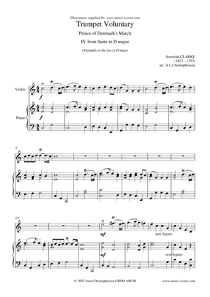 Book cover for Trumpet Voluntary, or Prince of Denmark's March - Violin and Piano - C major