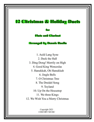 Book cover for 12 Christmas & Holiday Duets for Flute and Clarinet