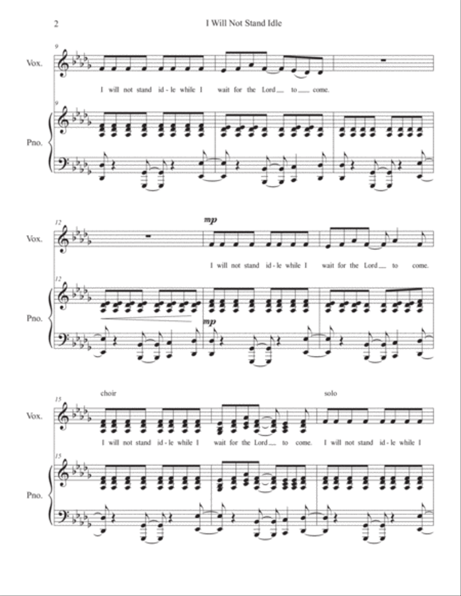 I Will Not Stand Idle (SAT, optional B) 4-Part scores gallery preview page 2