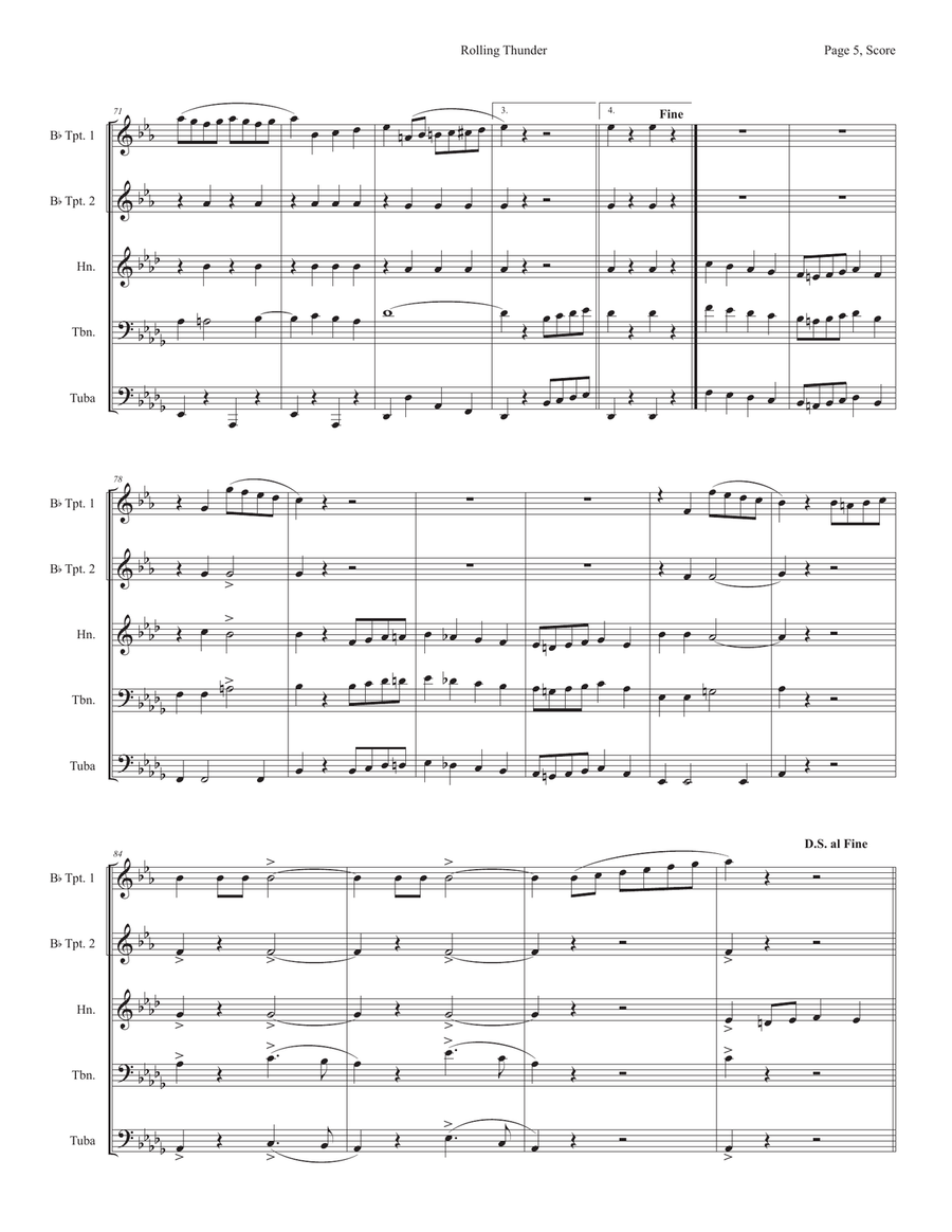 Rolling Thunder - A Trombone Ace Brass Ensemble scores gallery preview page 5