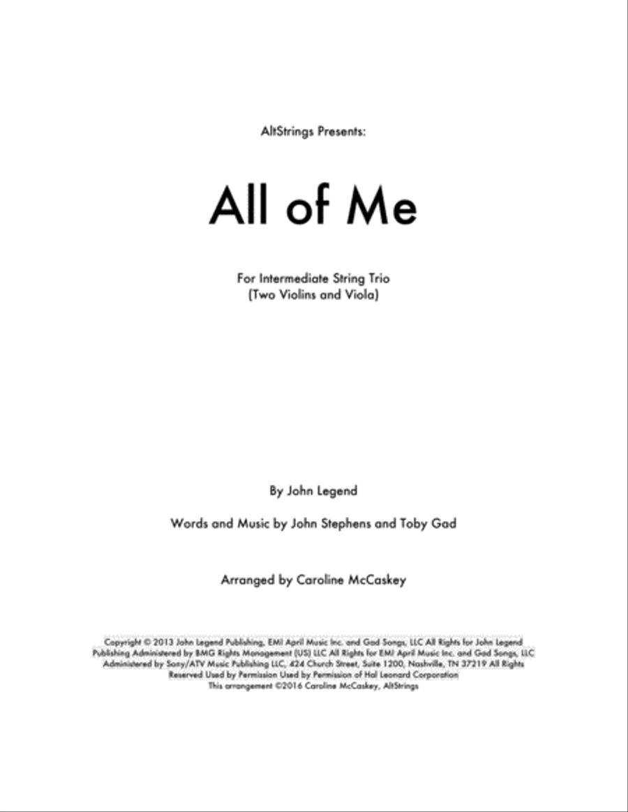 All Of Me String Trio scores gallery preview page 1