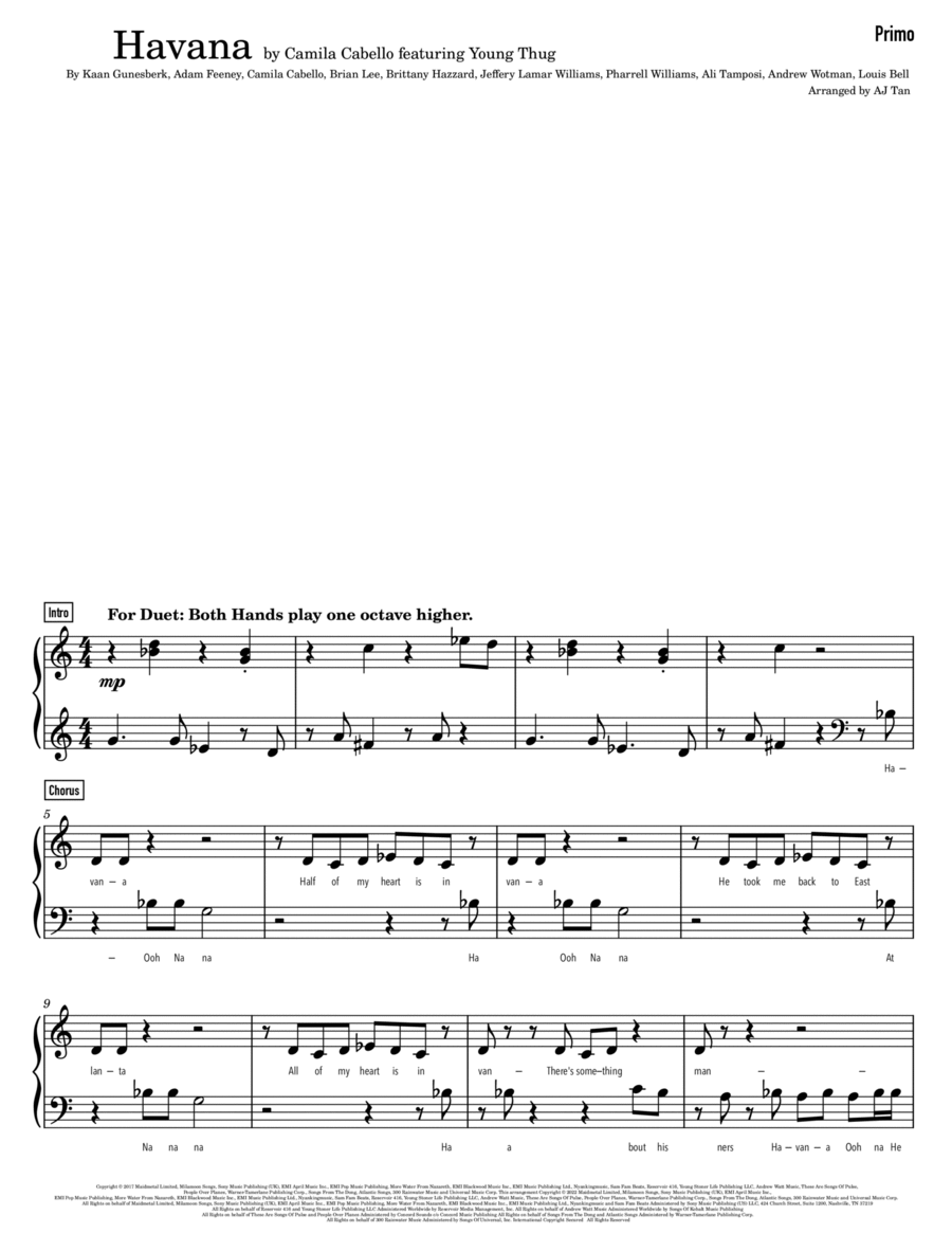 Havana 1 Piano, 4-Hands scores gallery preview page 1