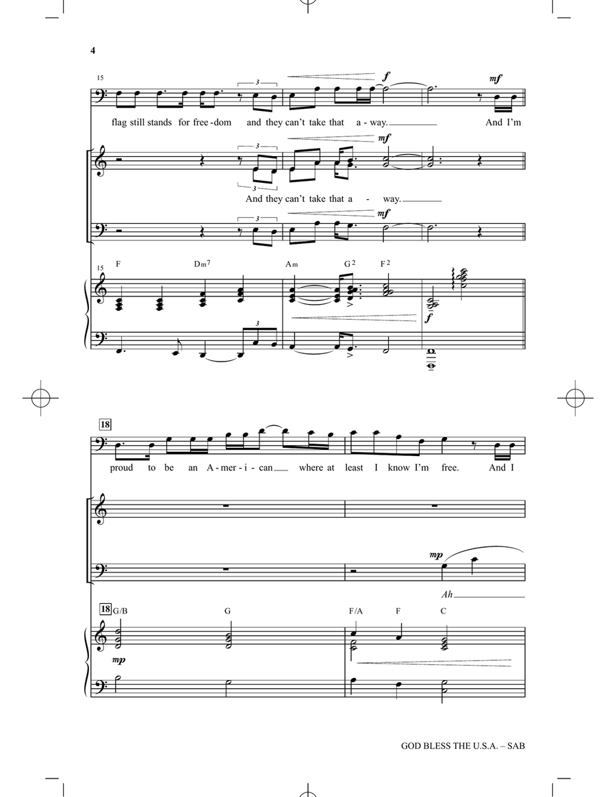 God Bless The U.S.A. (arr. David Schmidt) 3-Part scores gallery preview page 3
