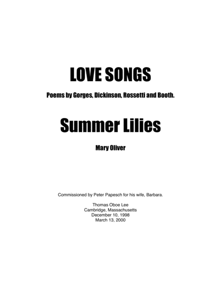 Love Songs - Summer Lilies (1998; 2000, rev. 2016) for soprano and piano image number null