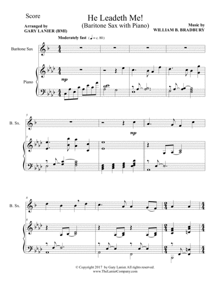 HE LEADETH ME (Duet – Baritone Sax & Piano with Score/Part) image number null