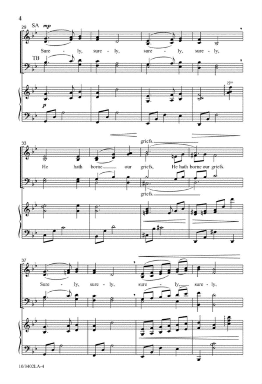 Surely, He Hath Borne Our Griefs 4-Part scores gallery preview page 4