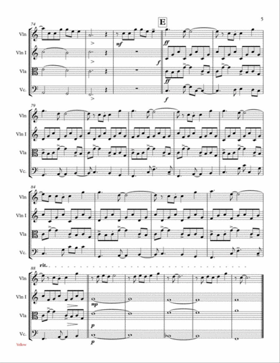 Yellow Yellow String Quartet scores gallery preview page 5