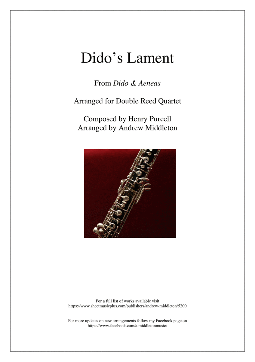 Dido's Lament arranged for Double Reed Quartet image number null