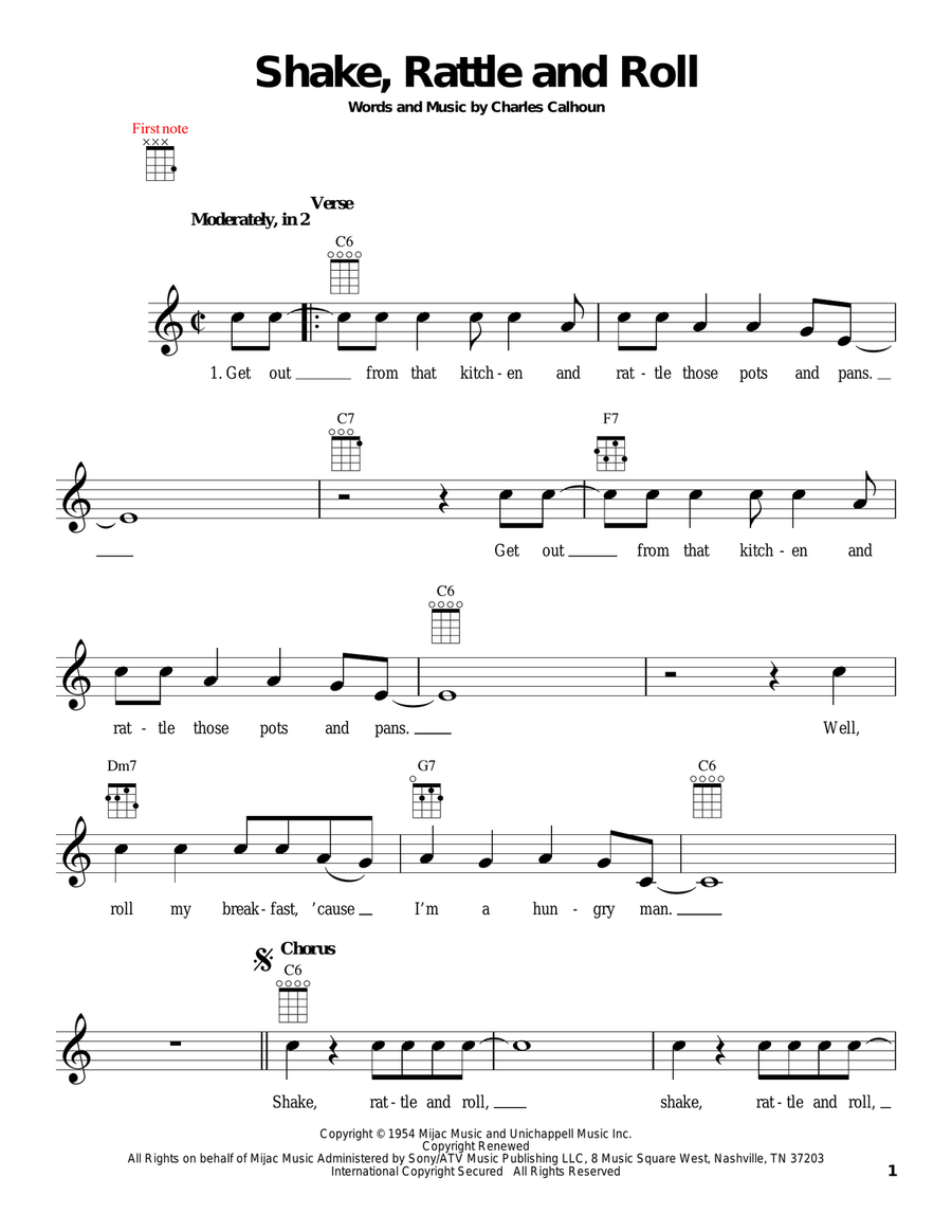Shake, Rattle And Roll Ukulele scores gallery preview page 1