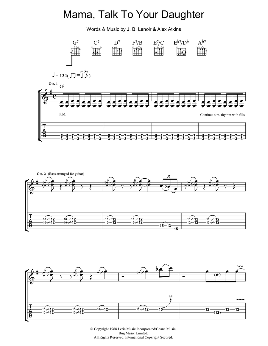 Mama, Talk To Your Daughter Electric Guitar scores gallery preview page 1