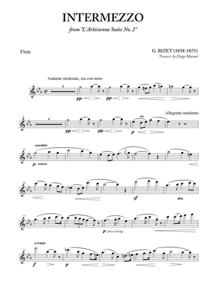 Intermezzo from "L'Arlesienne" for Flute and Piano image number null