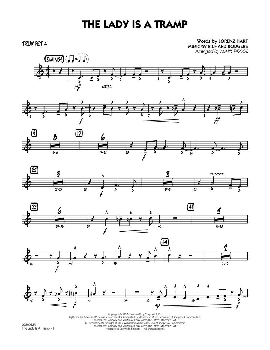 The Lady Is A Tramp - Trumpet 4 Jazz Ensemble scores gallery preview page 1