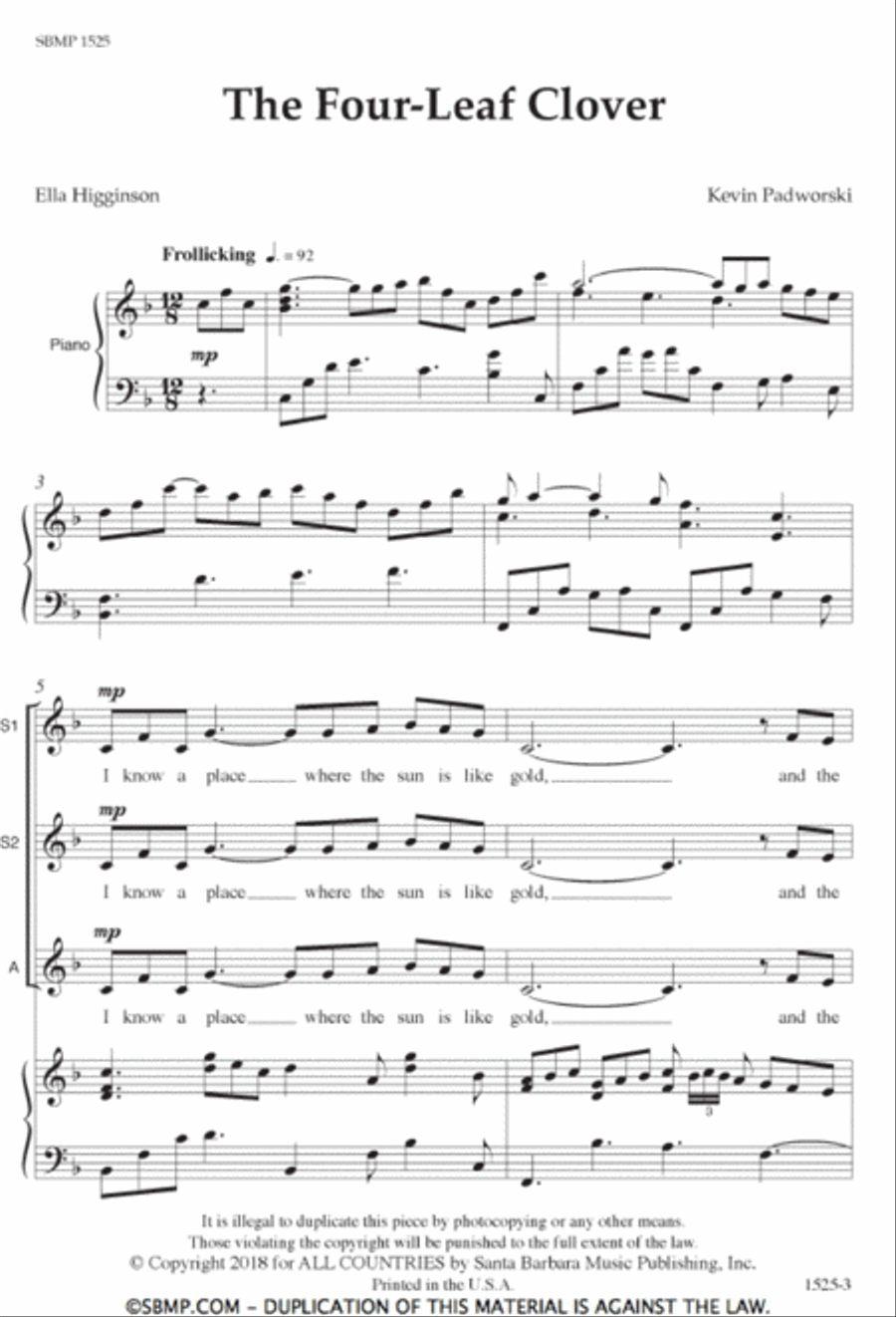 The Four-Leaf Clover - SSA Octavo SSA scores gallery preview page 2