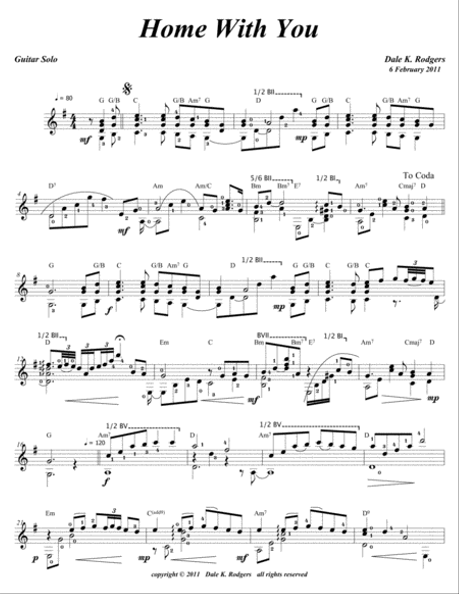 Home With You Guitar Tablature scores gallery preview page 1