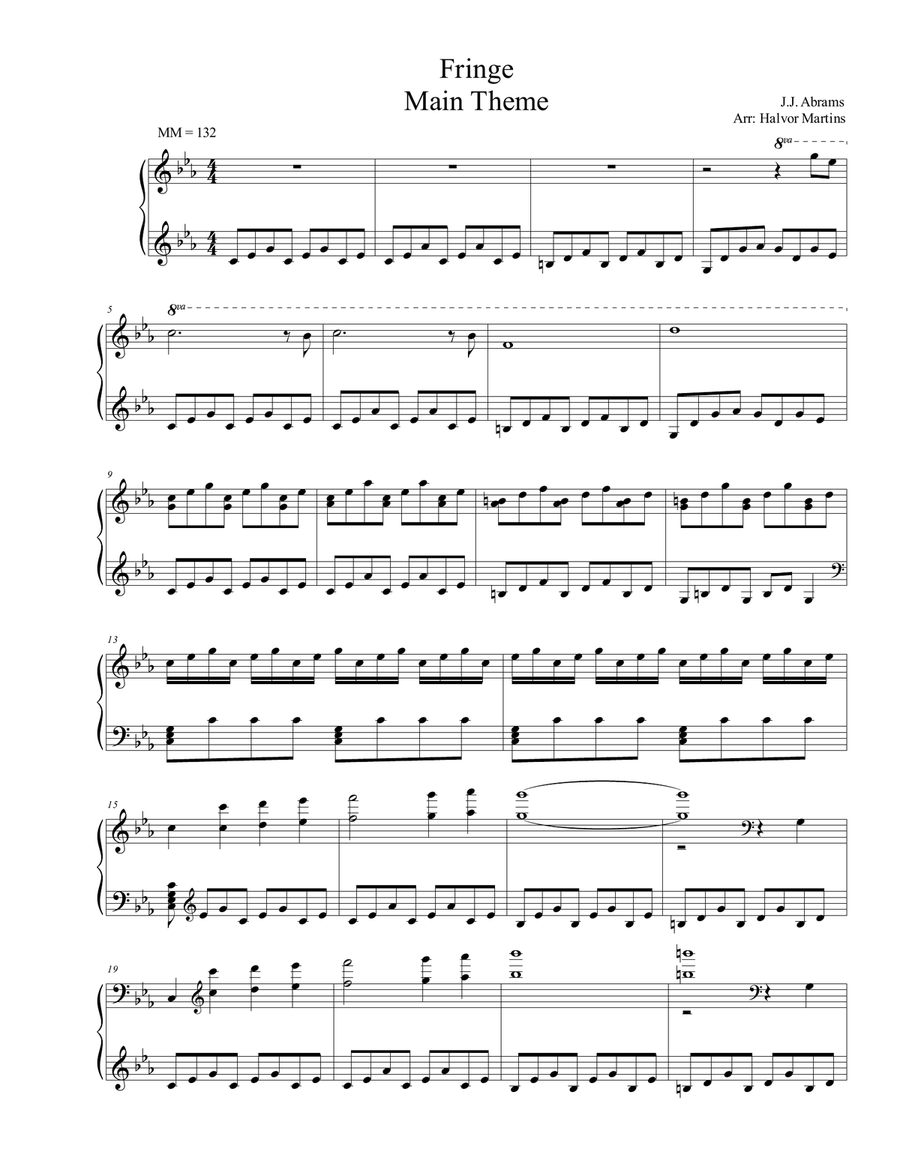 Fringe Theme Song Piano Solo scores gallery preview page 1