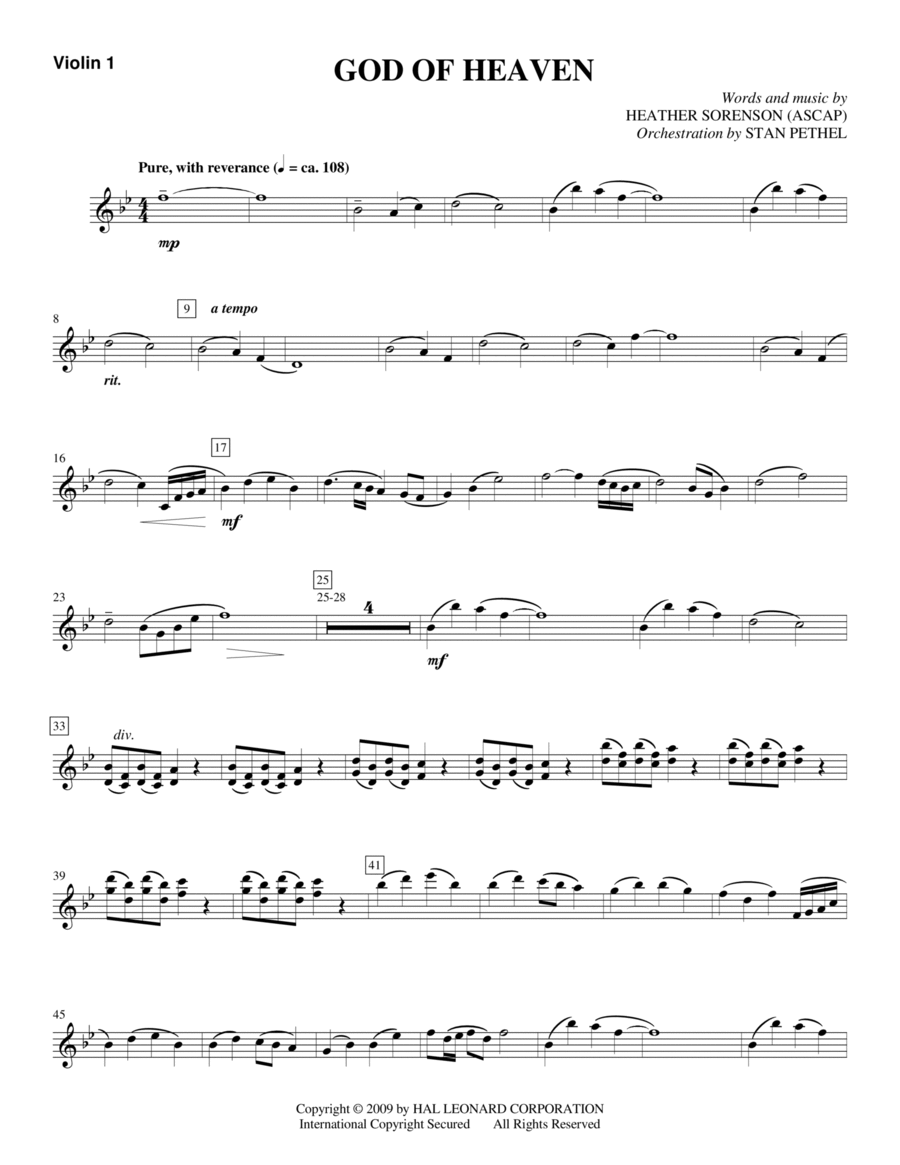 God Of Heaven - Violin 1 Choir scores gallery preview page 1