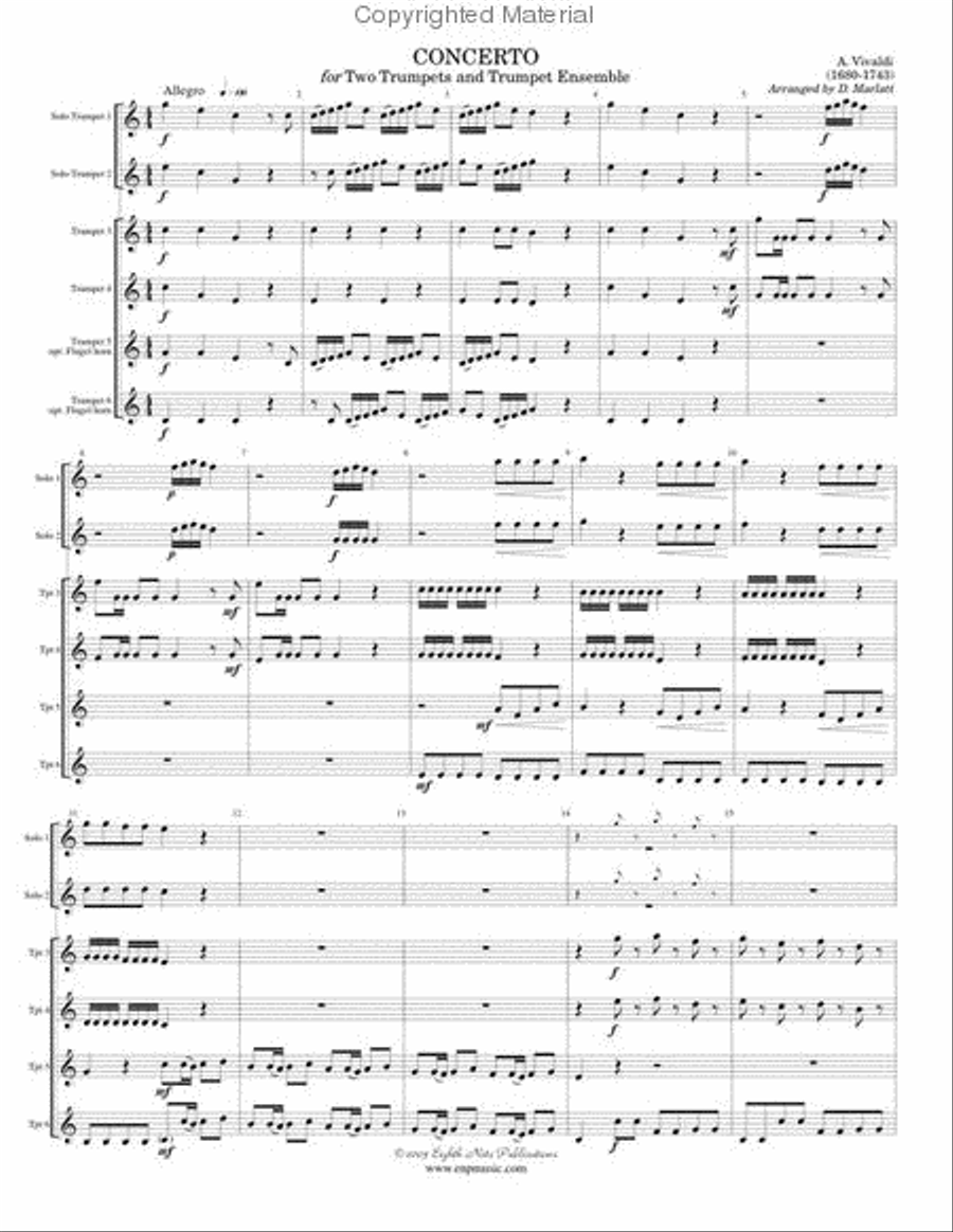 Concerto for 2 Trumpets and Trumpet Ensemble Trumpet Duet scores gallery preview page 2