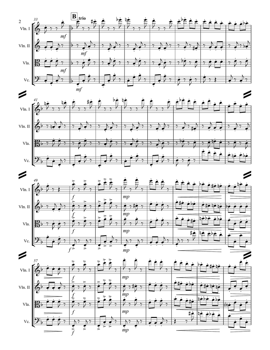 Strauss II – Pizzicato Polka (for String Quartet) String Quartet scores gallery preview page 3