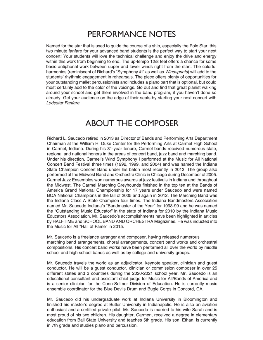 Lodestar Fanfare - Conductor Score (Full Score) Lodestar Fanfare - Conductor Score (Full Score) Concert Band scores gallery preview page 2