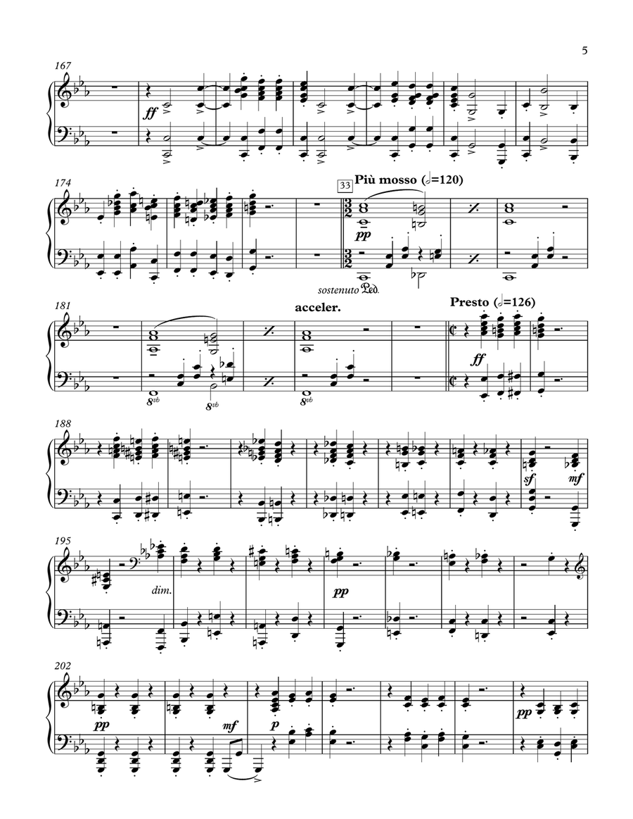 Rachmaninoff Piano Concerto No. 2 in C Minor - Movement 3 (Accompaniment/Orchestral Reduction Only) Piano Solo scores gallery preview page 5