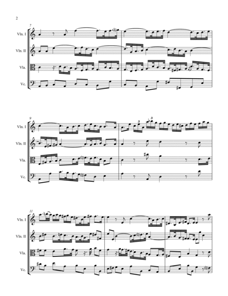SINFONIA from "THE WEDDING CANTATA", NO. 196, Bach, String Quartet, Intermediate Level for 2 violin image number null