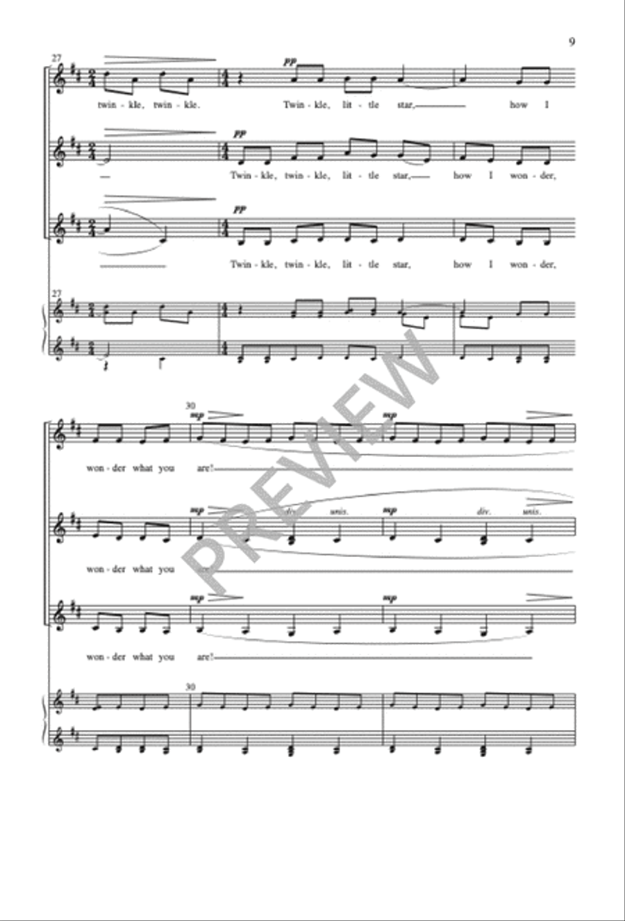 Twinkle, Twinkle, Little Star - SSA edition SSAA scores gallery preview page 9