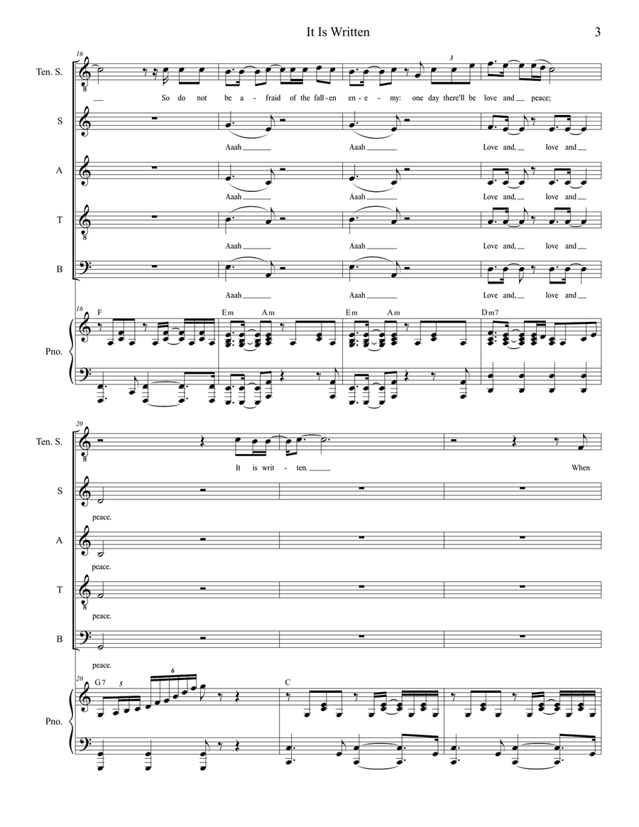 It Is Written (Tenor solo and SATB) 4-Part scores gallery preview page 4