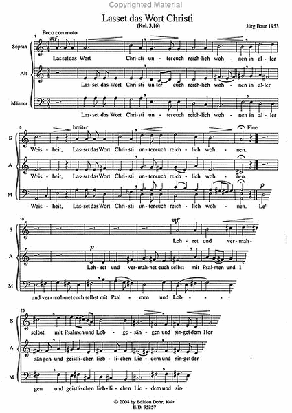 Zwei Glockensprüche für dreistimmigen gemischten Chor a cappella (1953) (für den Gebrauch in der Liturgie)
